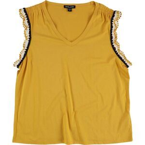 Nautica Womens Crochet-Trim Tank Top, Yellow, XL, DM